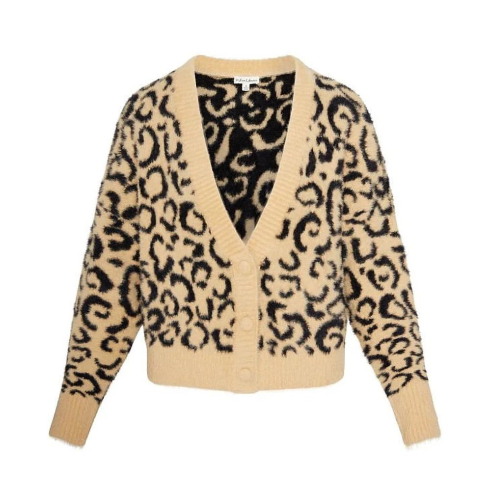 For Love & Lemons Frankie crop leopard sweater (S)